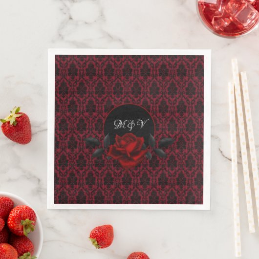 Gothic Red Damask Rose Wedding Servet (Insitu)