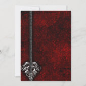 Gothic Red Damask Silver Heart bruiloft Kaart (Voorkant)
