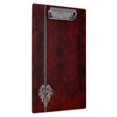 Gothic Red Damask Silver Heart Klembord (Rechts)