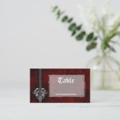Gothic Red Damask Silver Heart Reception Table Kaa Plaatskaartje (Staand voorkant)