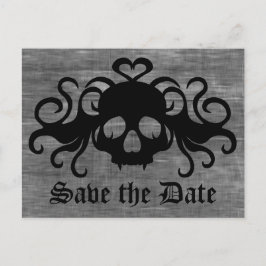 Gothic red de datum fanged vampier schedel aankondigingskaart
