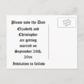 Gothic red de datum fanged vampier schedel aankondigingskaart (Achterkant)