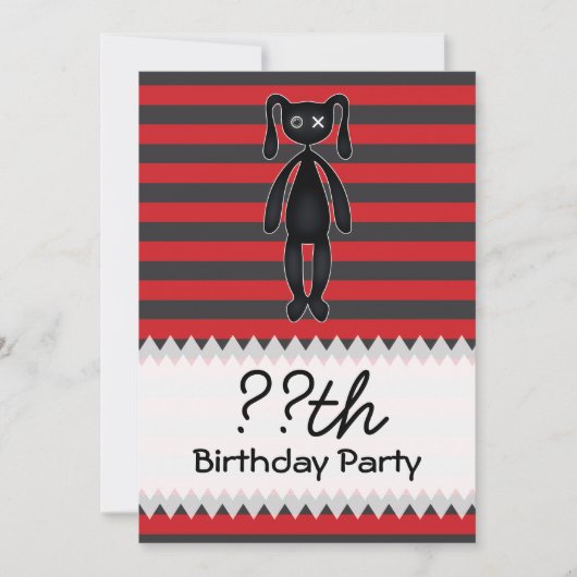 Gothic Red en Black Bunny Birthday Kaart (Voorkant)
