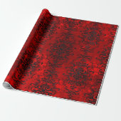 Gothic Red en Black Damask Cadeaupapier (Uitgerold)