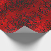 Gothic Red en Black Damask Cadeaupapier (Hoek)