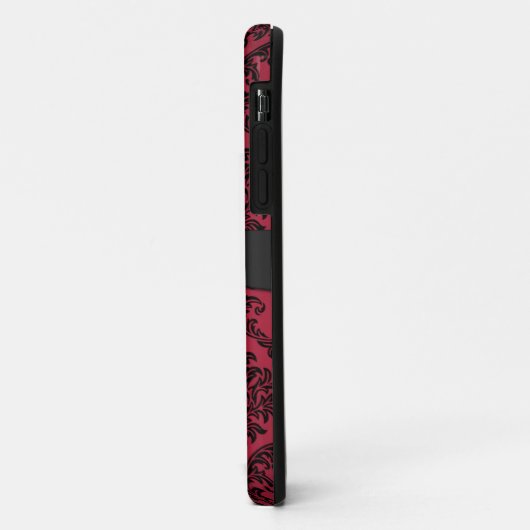 Gothic Red en Black Damask Monogrammed Case-Mate iPhone Case (Achterkant/links)