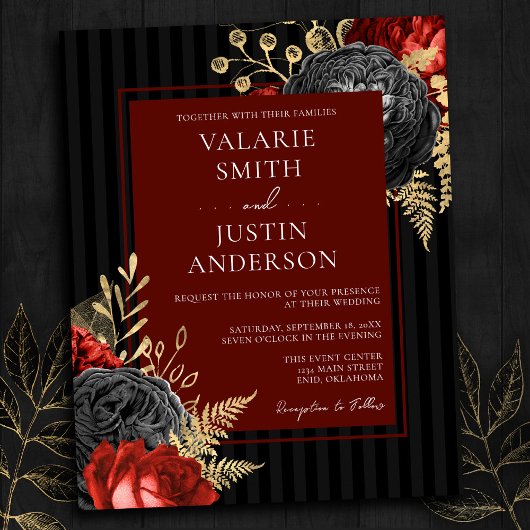 Gothic Red en Black Floral Budget Wedding