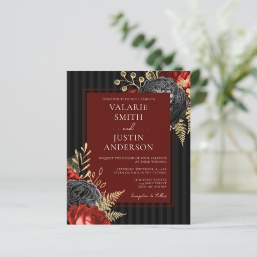 Gothic Red en Black Floral Budget Wedding (Staand voorkant)