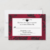 Gothic Red en Black Floral RSVP-kaart RSVP Kaartje (Voorkant)