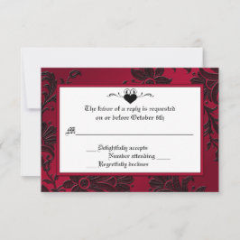 Gothic Red en Black Floral RSVP-kaart RSVP Kaartje