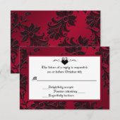 Gothic Red en Black Floral RSVP-kaart RSVP Kaartje (Voorkant / Achterkant)