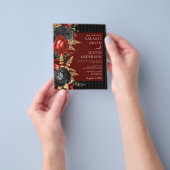 Gothic Red en Black Floral Wedden All in One Flyer (Hand)