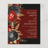 Gothic Red en Black Floral Wedden All in One Flyer (Voorkant)