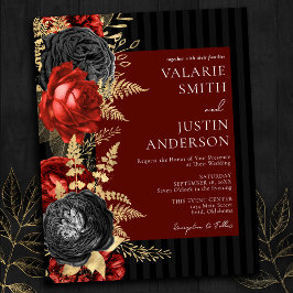 Gothic Red en Black Floral Wedden All in One Flyer