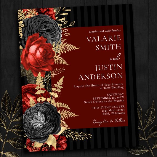 Gothic Red en Black Floral Wedden All in One Flyer