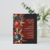Gothic Red en Black Floral Wedding Invitation (Staand voorkant)