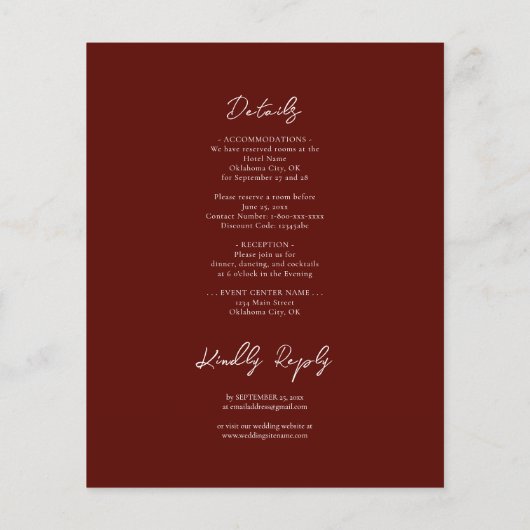 Gothic Red en Black Floral Wedding Invitation (Achterkant)