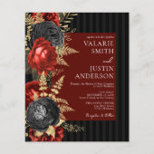 Gothic Red en Black Floral Wedding Invitation (Voorkant)