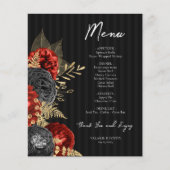 Gothic Red en Black Floral Wedding Menu Flyer (Voorkant)