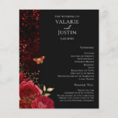 Gothic Red en Black Floral Wedding Programme (Voorkant)