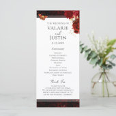 Gothic Red en Black Floral Wedding Programme Programmakaart (Staand voorkant)