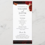 Gothic Red en Black Floral Wedding Programme Programmakaart (Voorkant)