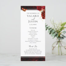 Gothic Red en Black Floral Wedding Programme