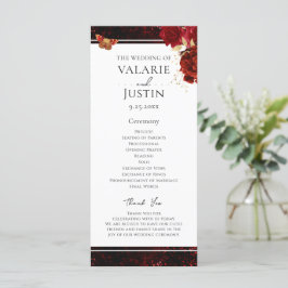 Gothic Red en Black Floral Wedding Programme Programmakaart