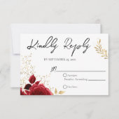 Gothic Red en Black Floral Wedding RSVP Kaart (Voorkant)
