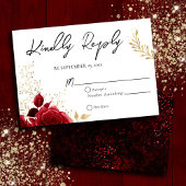 Gothic Red en Black Floral Wedding RSVP Kaart