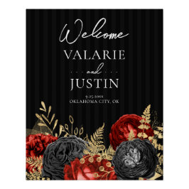 Gothic Red en Black Floral Welcome Wedding Perfect Poster