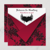Gothic Red en Black Wedding Invitation Kaart (Voorkant / Achterkant)
