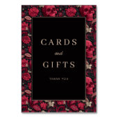 Gothic Red Floral Skulls Border Kaart (Achterkant)