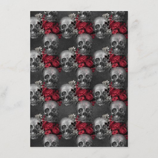 Gothic Red Floral Wedding Accommodding Enclosure Informatiekaartje (Achterkant)