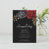 Gothic Red Floral Wedding Accommodding Enclosure Informatiekaartje (Staand voorkant)