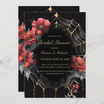Gothic Red & Gold Floral Spider Web Vrijgezellenfe