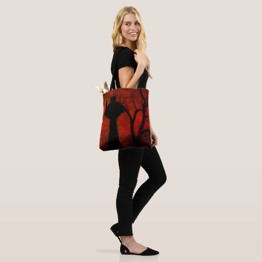 Gothic Red Halloween nacht Tote Bag (Op model)