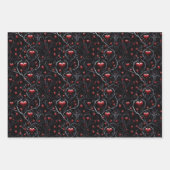 Gothic Red Heart and Gray Fine Lines Inpakpapier Vel (Voorkant)
