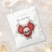Gothic Red Heart Bone Border White Skull Bedankzakje (Geknipt)