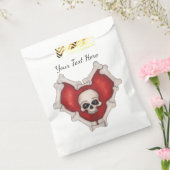 Gothic Red Heart Bone Border White Skull Bedankzakje (Gezegeld)