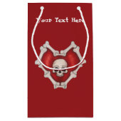 Gothic Red Heart Bone Outline White Skull Donkerro Klein Cadeauzakje (Achterkant)