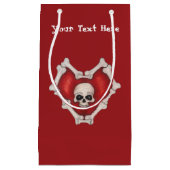 Gothic Red Heart Bone Outline White Skull Donkerro Klein Cadeauzakje (Voorkant)