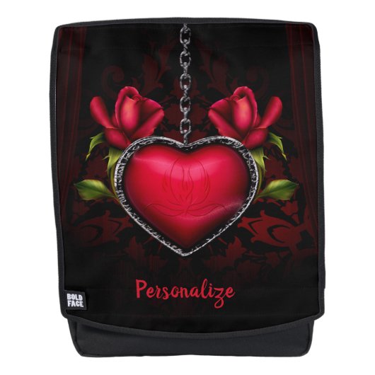 Gothic Red Heart en Rozen personaliseren Rugtassen (Voorkant)