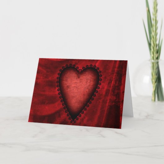 Gothic Red Heart Feestdagen Kaart (Voorkant)