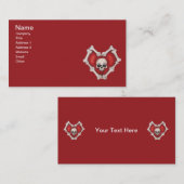 Gothic Red Heart, geborduurd in Botten Visitekaartje (Voorkant / Achterkant)