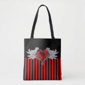 Gothic Red Heart met Angel Wings Tote Bag (Voorkant)