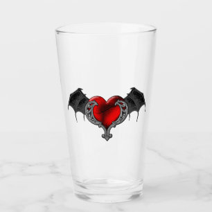 Gothic Red Heart met Bat Wings Glass Cup Glas