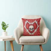 Gothic Red Heart on Spirals White Skull and Botten Kussen (Stoel)