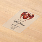 Gothic Red Heart with Roses – Dark Romantic  Acryl Uitnodigingen (Laagn)