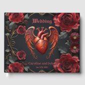 Gothic Red Heart with Roses – Dark Romantic Gastenboek (Voorkant)